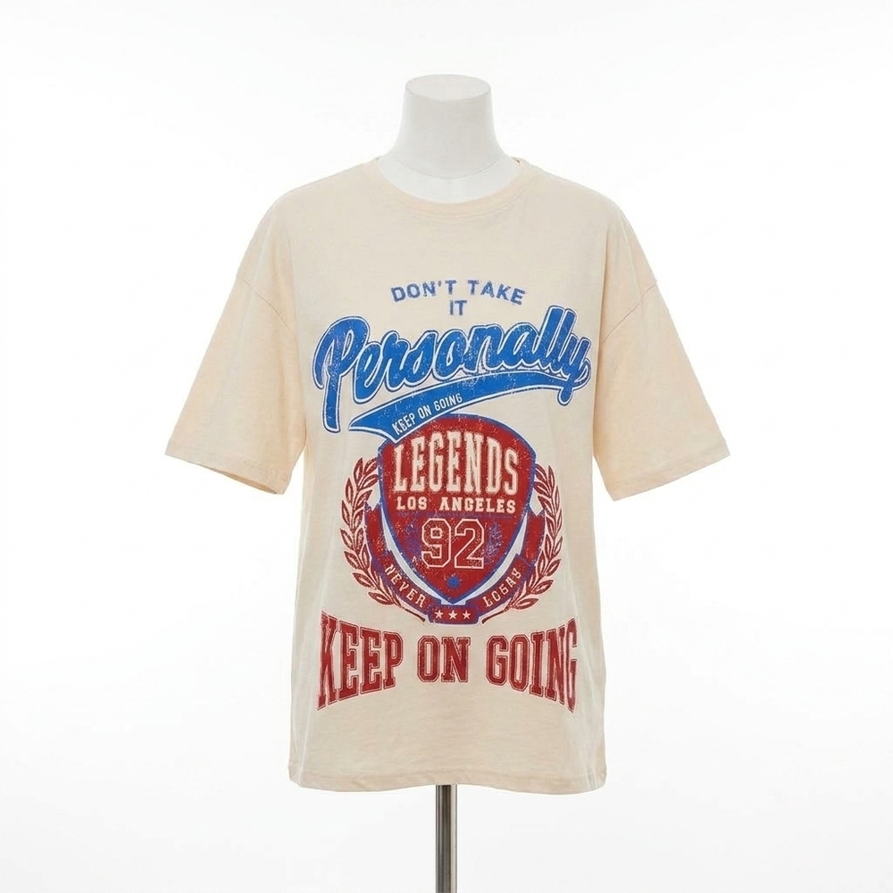 NEW AMBAR don't take it personally printed short sleeve tshirt in stone